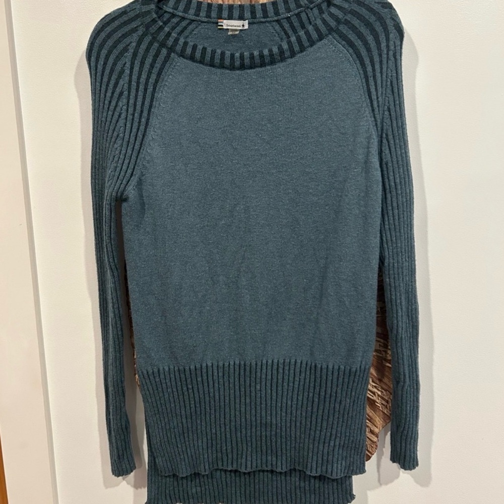 Smartwool Teal Blue Crew Ribbed Knit Sweater
